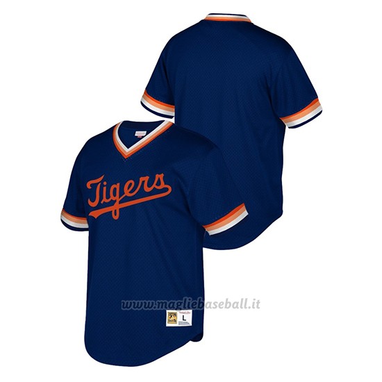 Maglia Baseball Uomo Detroit Tigers Cooperstown Collection Mesh Wordmark V-neck Blu